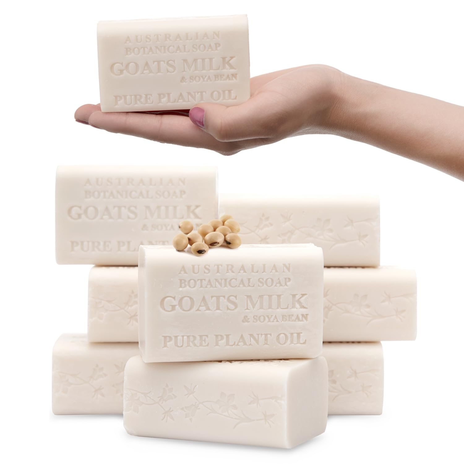 Botanical Soap 6.6 OZ, Pack of 8, Goat Milk Soap Bars with Soya Bean Oil