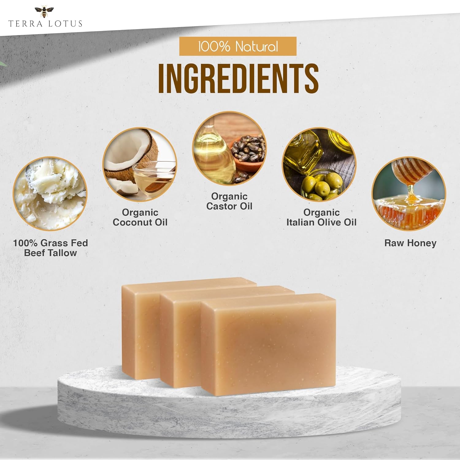 Organic Tallow Soap with Organic Castor Oil & Raw Honey