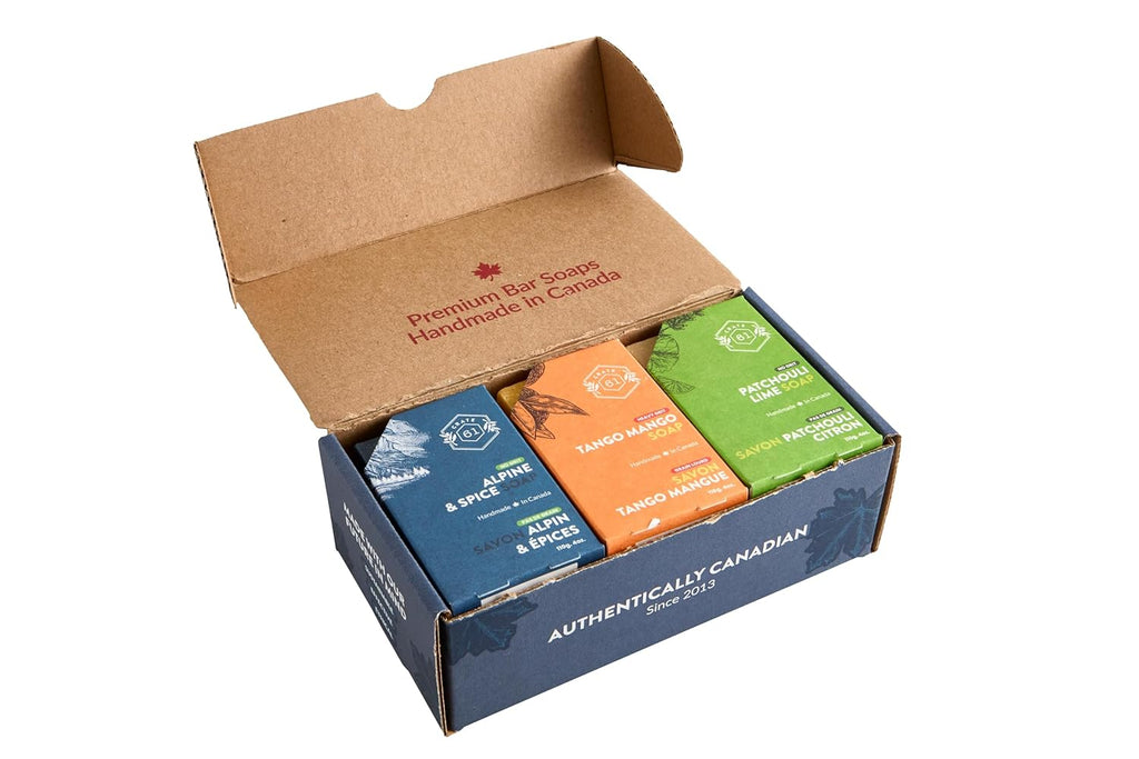 Plant Based Cold Process Natural Bar Soap, With Premium Essential Oils, Dry Skin, Pack of 6 (For Him)