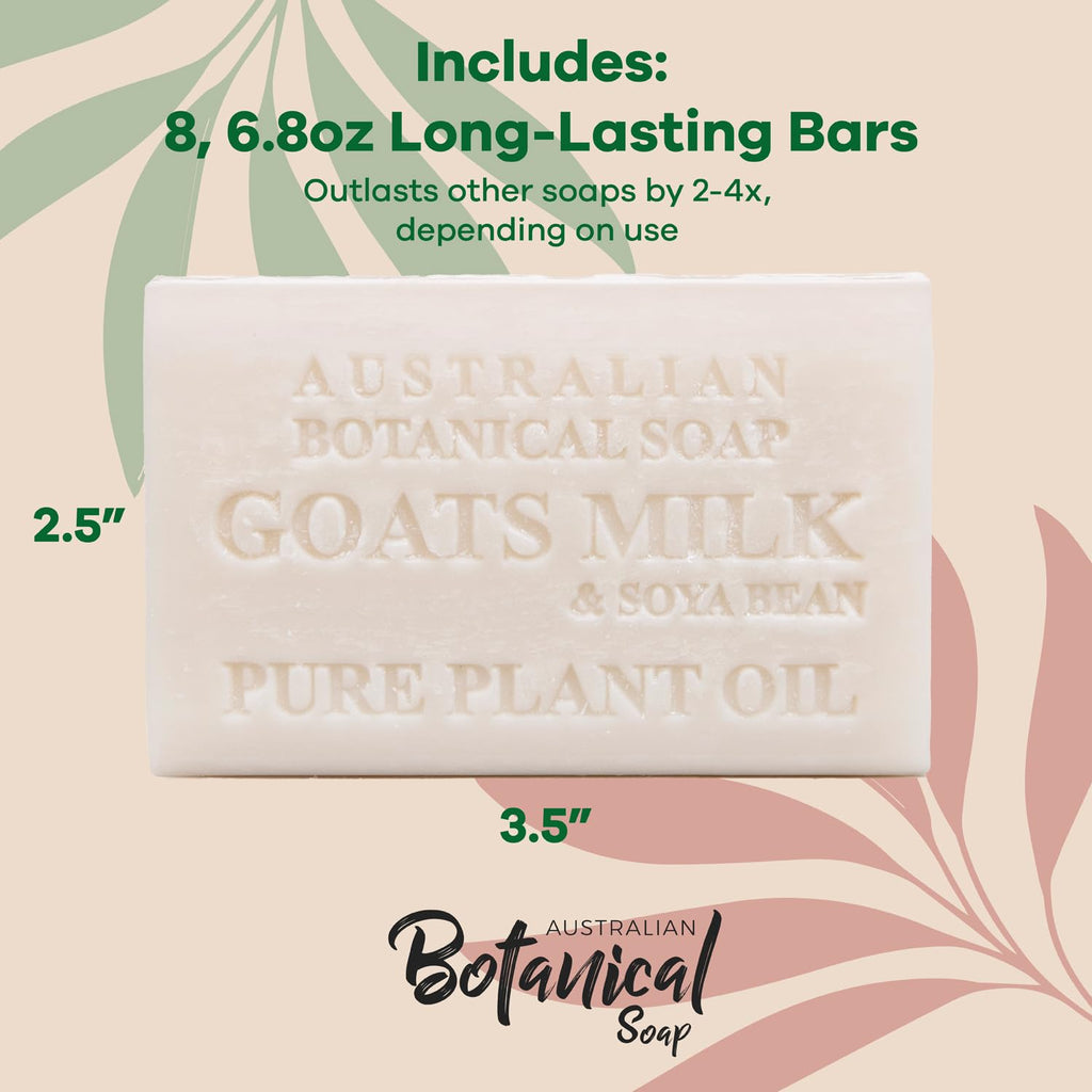 Botanical Soap 6.6 OZ, Pack of 8, Goat Milk Soap Bars with Soya Bean Oil