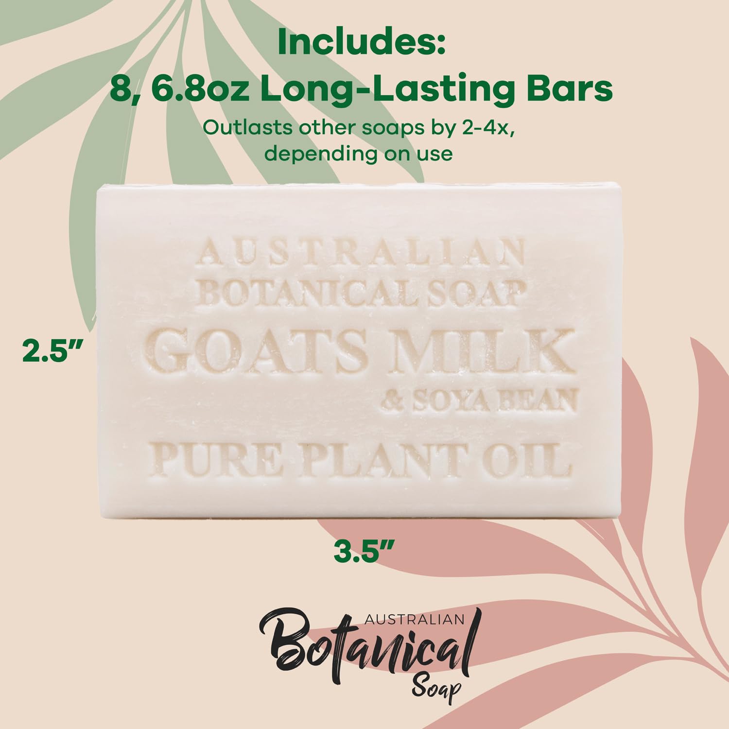 Botanical Soap 6.6 OZ, Pack of 8, Goat Milk Soap Bars with Soya Bean Oil
