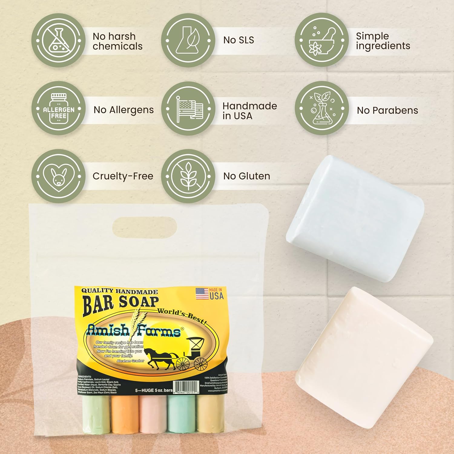 Farms Soap Bar with All Natural Bentonite Clay | Made in USA